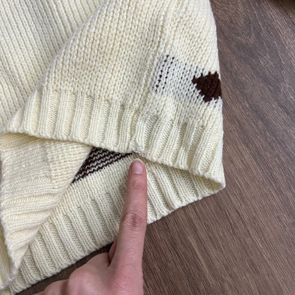 Vintage Cowichan Hooded Sweater Sz 2 - Picture 9 of 10